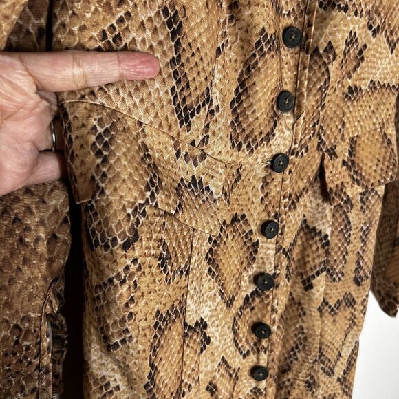 NEW Mara Hoffman Sz 0 Silvana Dress Snake Print Tencel Linen Button Front Midi - Picture 7 of 10